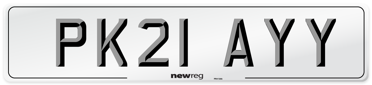 PK21 AYY Number Plate from New Reg
